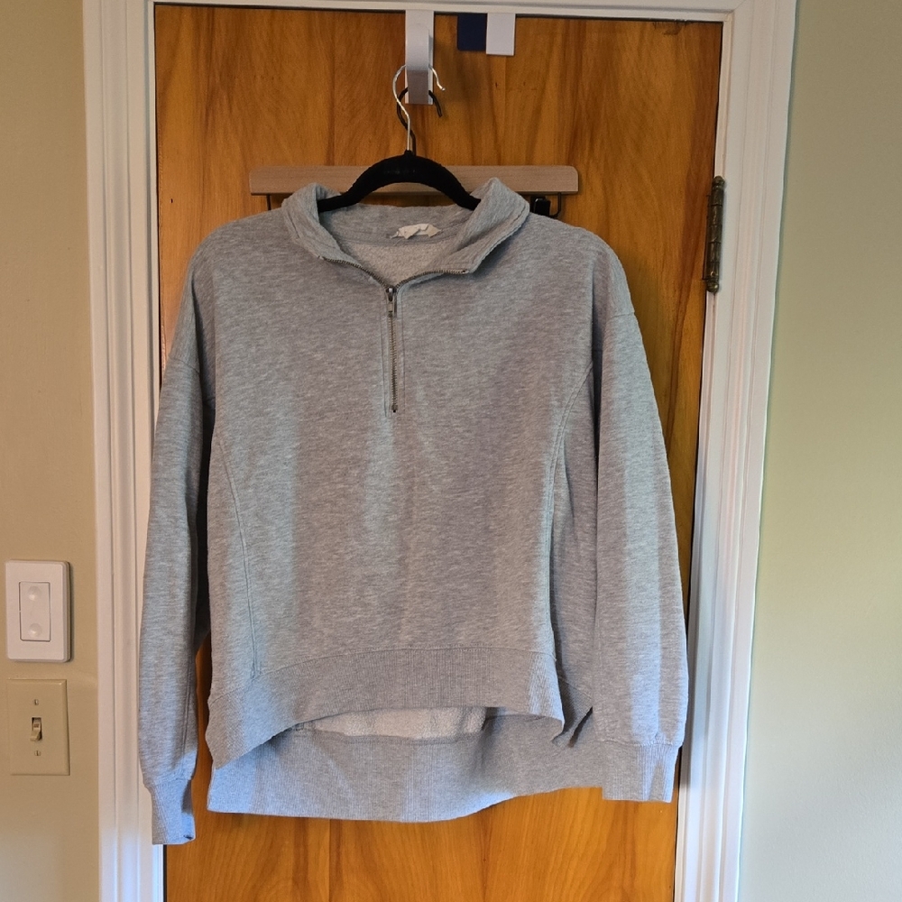 Hippie Rose Gray Quarter Zip Crop, XL
